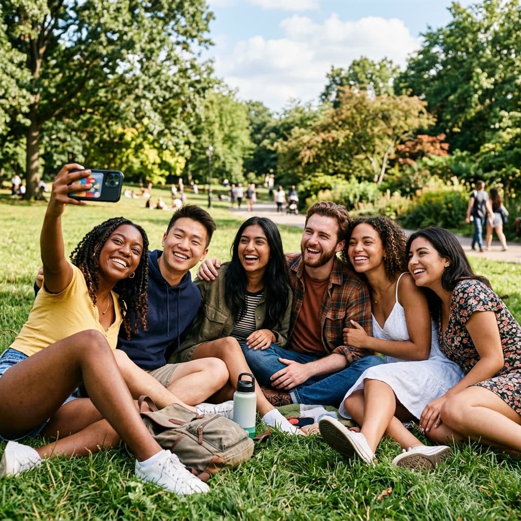 Students Group Selfie Outdoor